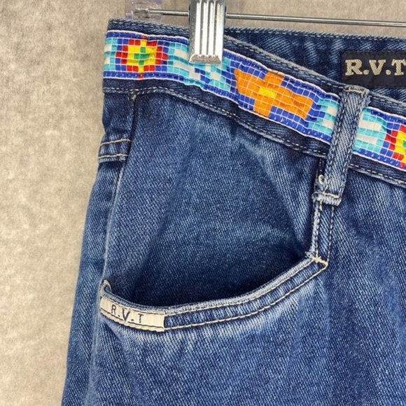 Vintage 1990’s RVT Serve Piping Hot Jeans High Rise Embroidered Dragonfly 7/8 - Picture 7 of 12